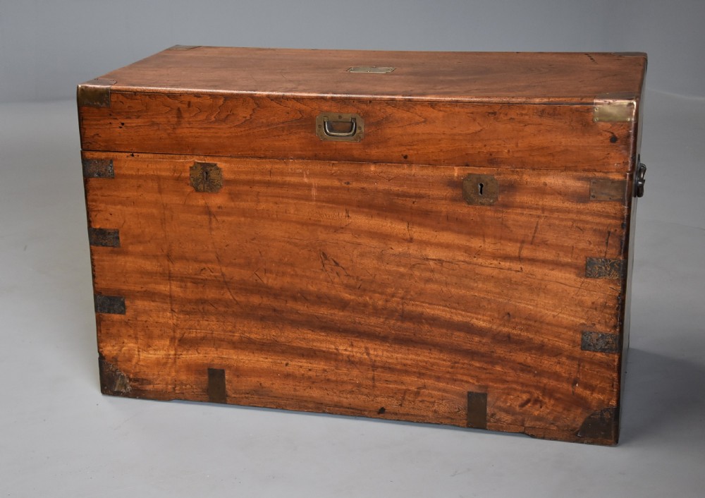 Late 19th century military camphor wood travelling trunk of good patina View II