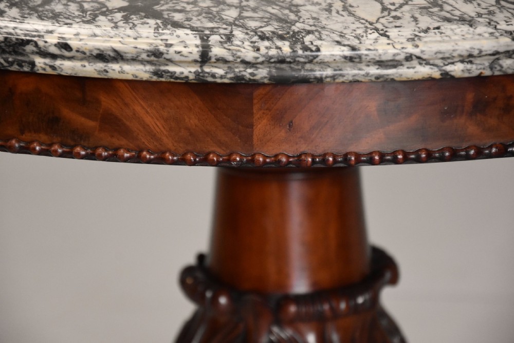 19th century French mahogany Gueridon table with original marble top View VI