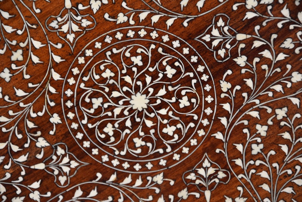 Superb quality 19thc Anglo Indian circular shisham wood inlaid occasional table from the Hoshiarpur region, India View XI