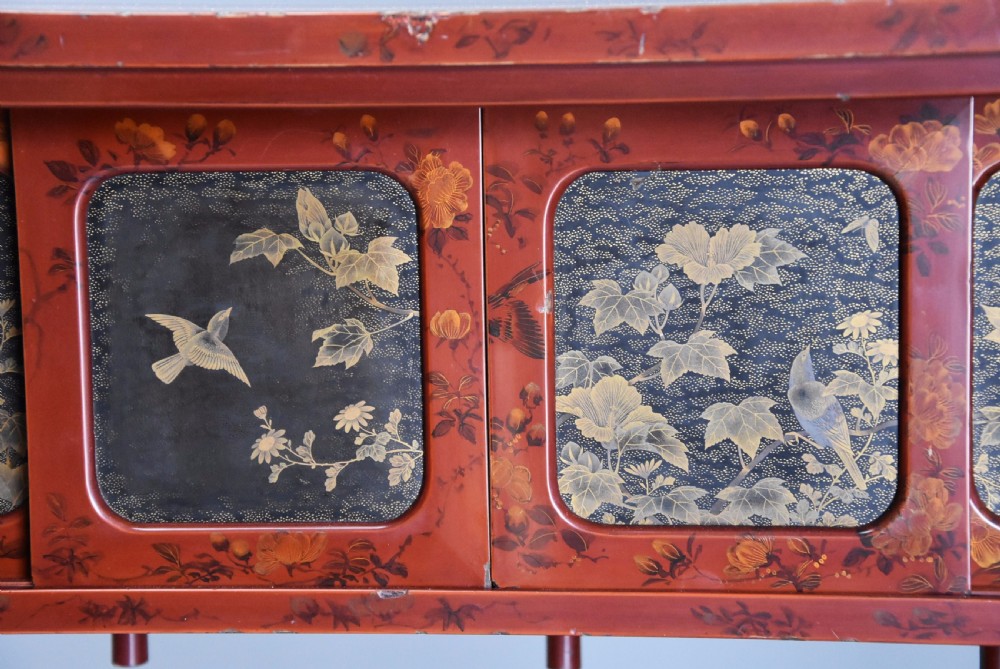 Early 20th century Japanese red lacquered shodana (cabinet) View VIII