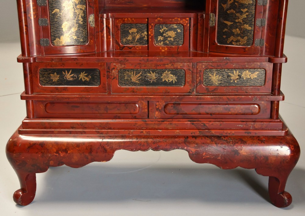Early 20th century Japanese red lacquered shodana (cabinet) View XII