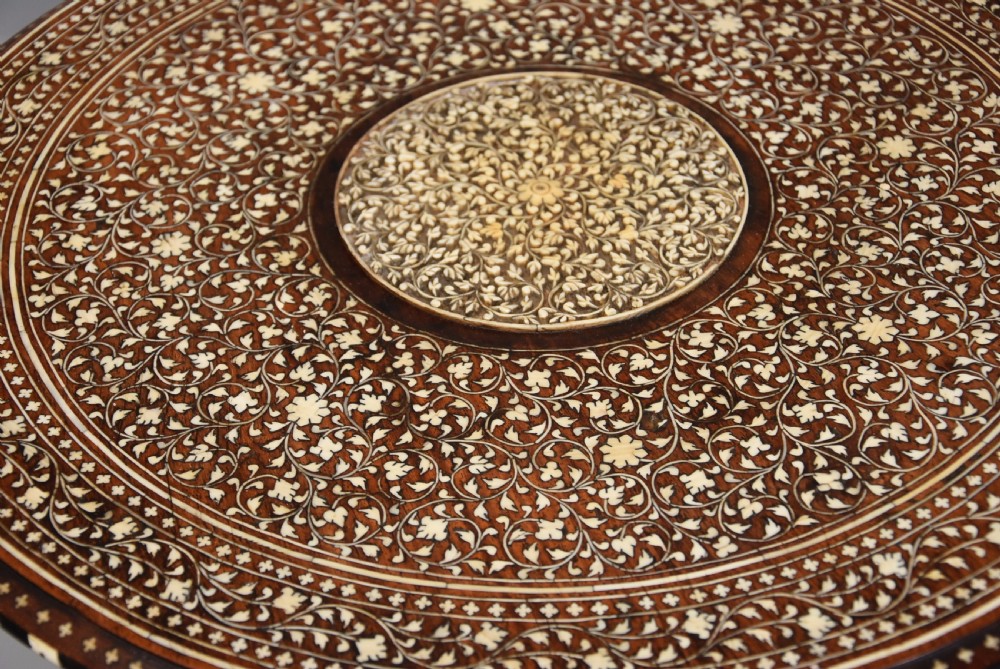 Late 19thc Anglo Indian circular hardwood inlaid occasional table  View VIII