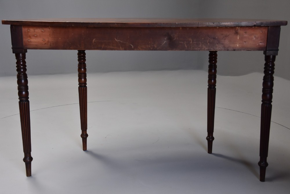 Pair of good quality early 19thc mahogany demi-lune console tables with superb patina View XII
