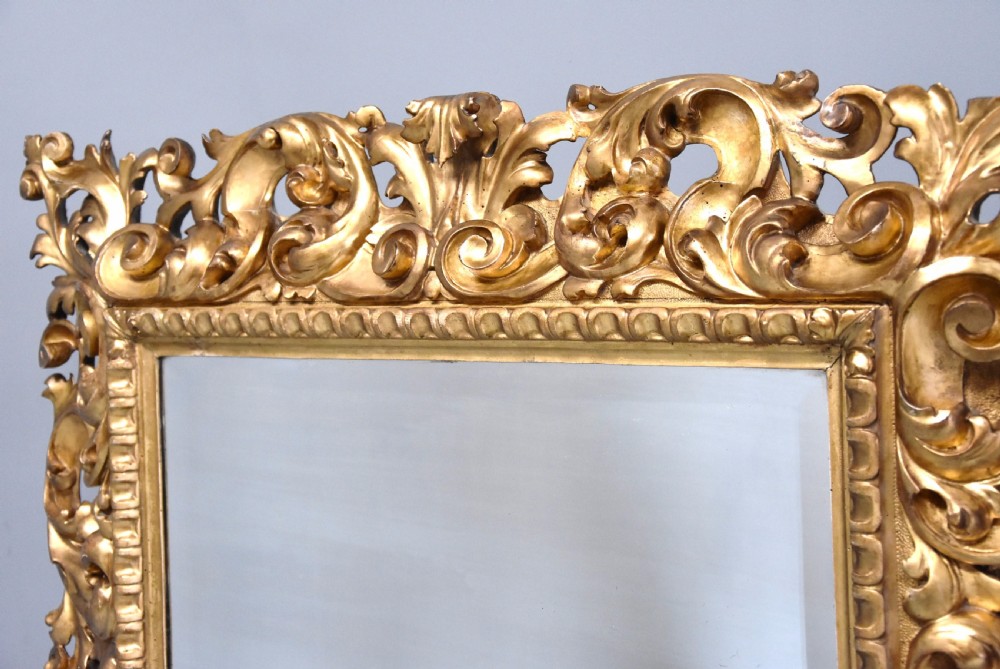 Superb large late 19th century Florentine carved gilt wood mirror View VIII