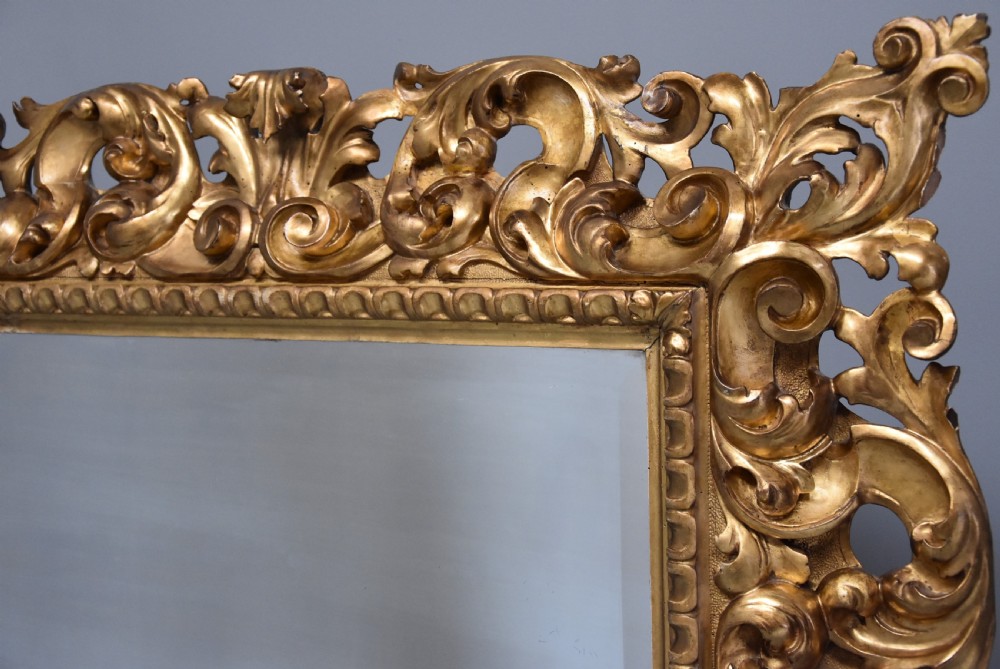 Superb large late 19th century Florentine carved gilt wood mirror View IX
