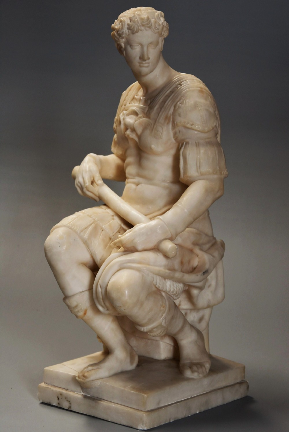 19th century Italian alabaster sculpture of Giuliano de Medici, after the Antique by Michelangelo