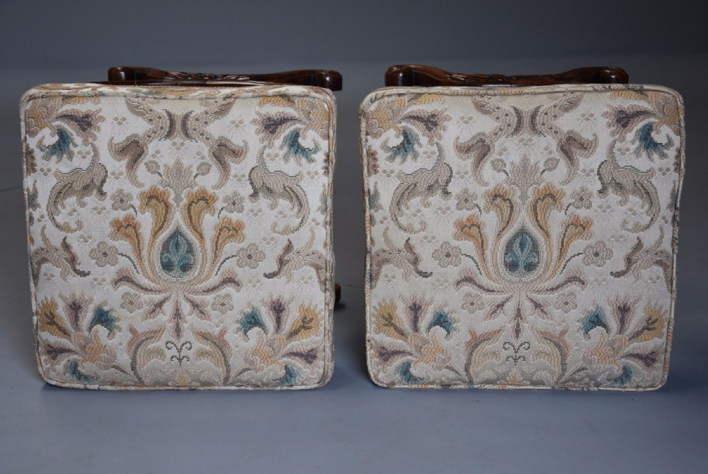 Pair of 19th century William IV rosewood X frame upholstered stools View VIII