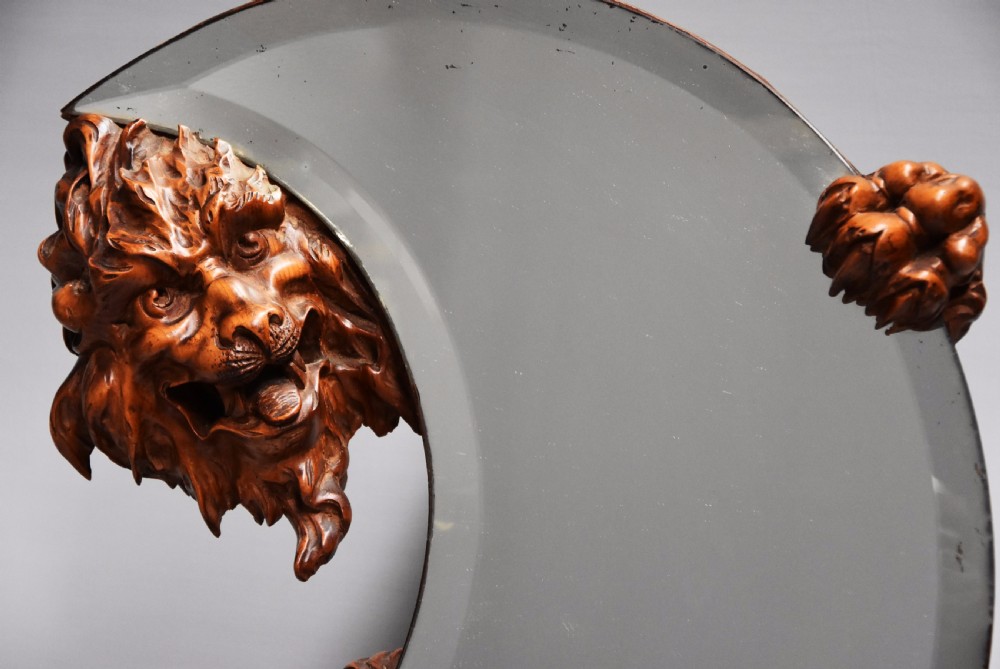 19th century rare & superbly carved walnut 'shishi' mirror attributed to Gabriel-Frederic Viardot View VI