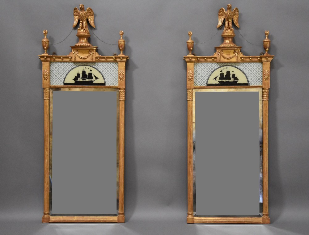 Superb pair of early 20th century carved giltwood pier mirrors in the Regency style
