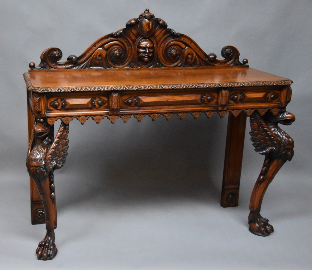 Wonderful quality and superbly carved mid 19th century oak console table