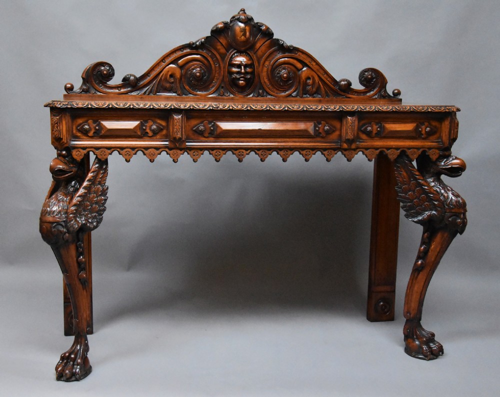 Wonderful quality and superbly carved mid 19th century oak console table View II