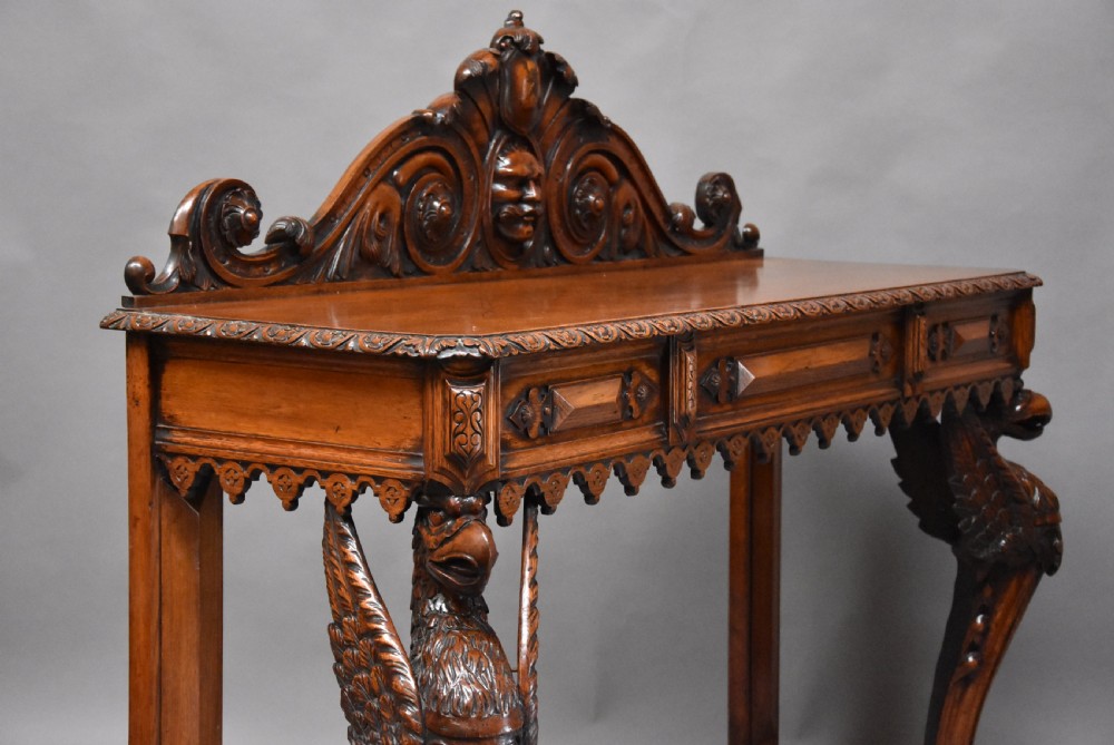 Wonderful quality and superbly carved mid 19th century oak console table View VI