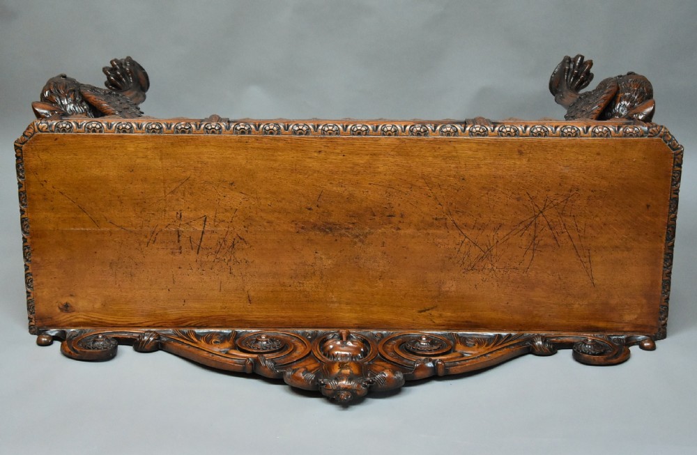 Wonderful quality and superbly carved mid 19th century oak console table View XII