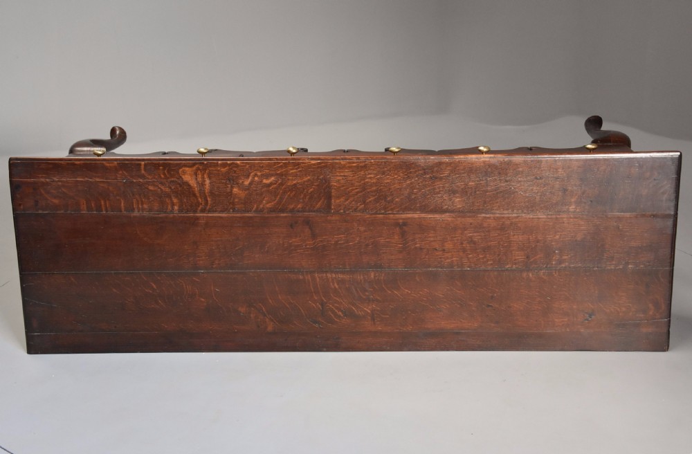 Mid 18th century oak cabriole leg dresser base of rich patina View IX