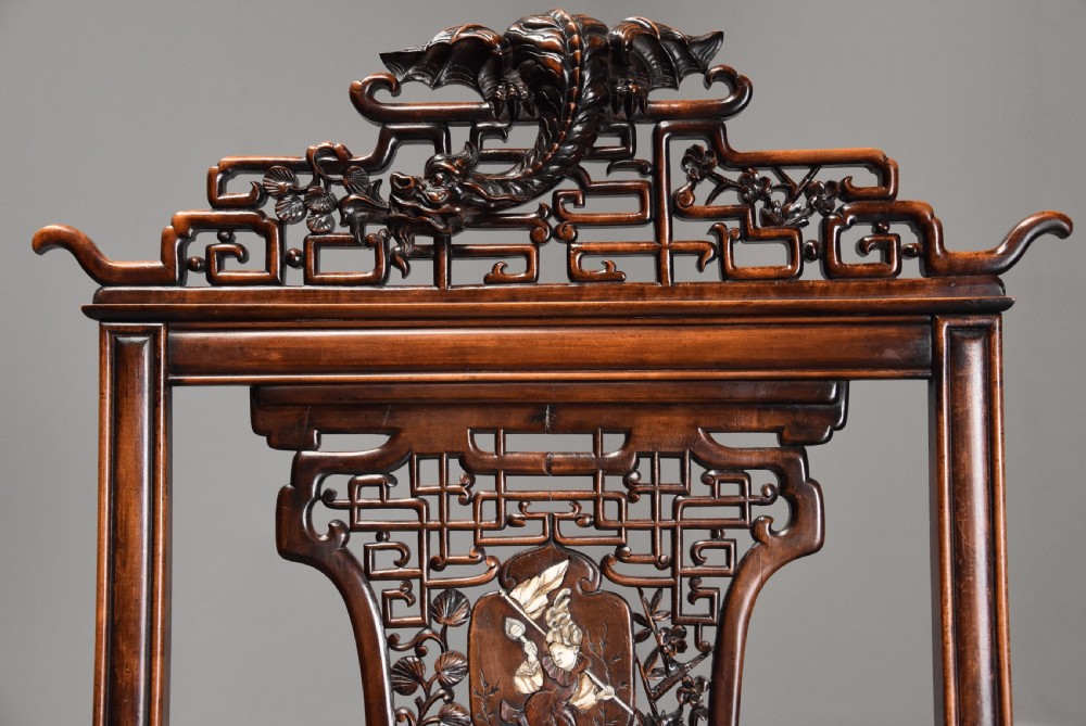 Exquisite & rare French 19thc Japanese style carved walnut armchair attributed to the Parisian cabinetmaker Gabriel-Frederic Viardot View VII