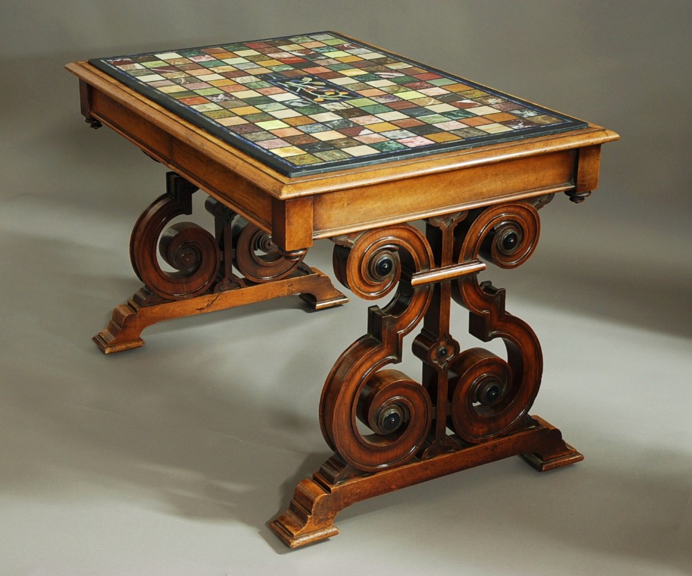 Superb quality mid 19th century specimen marble top walnut centre table