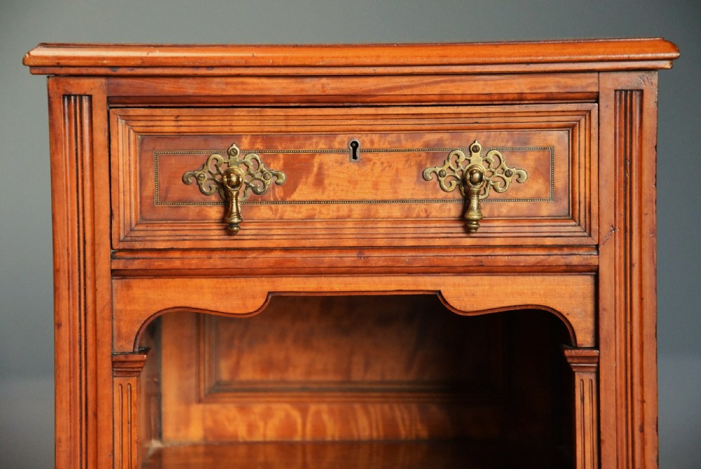 Pair of late 19th century satin birch bedside cabinets with Aesthetic Movement influence View XI