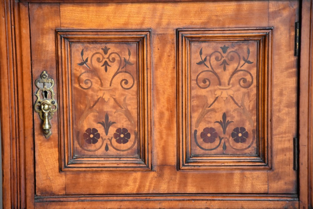 Pair of late 19th century satin birch bedside cabinets with Aesthetic Movement influence View XII
