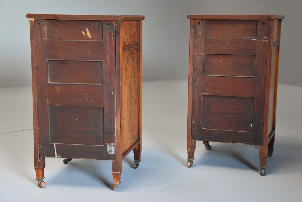 Pair of late 19th century satin birch bedside cabinets with Aesthetic Movement influence View XIV