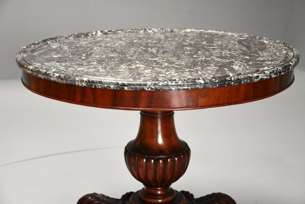 Mid 19th century French mahogany gueridon table with original marble top View V