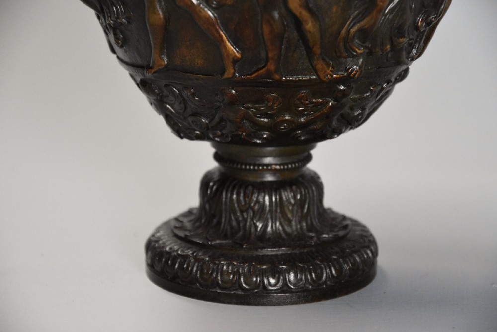 Pair of highly decorative mid 19th century Grand Tour bronze 'Townley Vases' with good patination View X