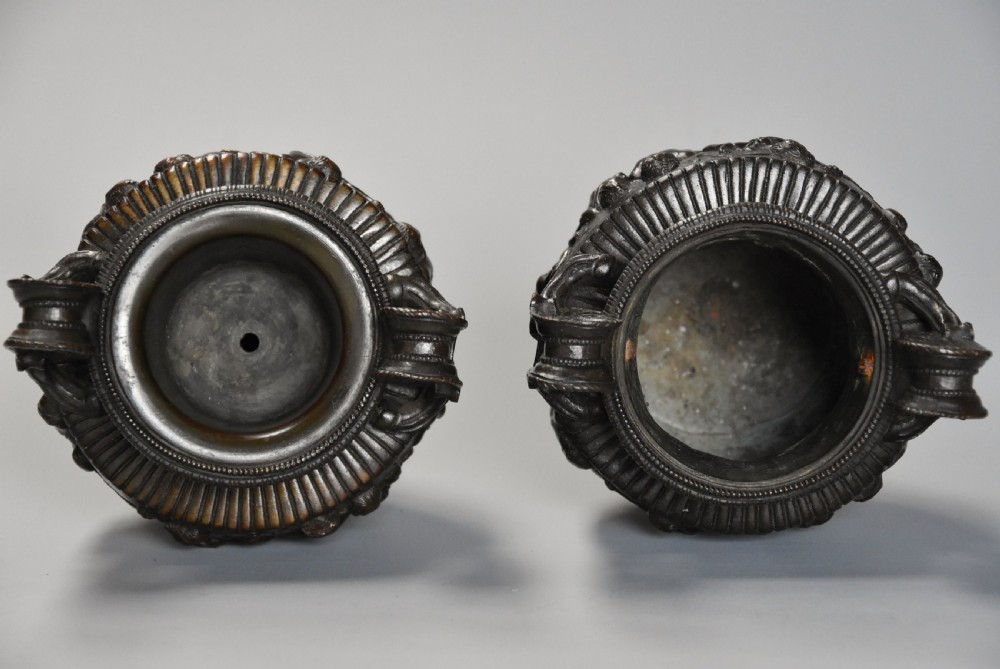 Pair of highly decorative mid 19th century Grand Tour bronze 'Townley Vases' with good patination View XI