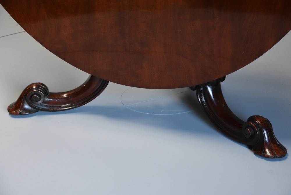 Superb quality mid 19thc circular mahogany tilt top dining table stamped James Winter, London View XII