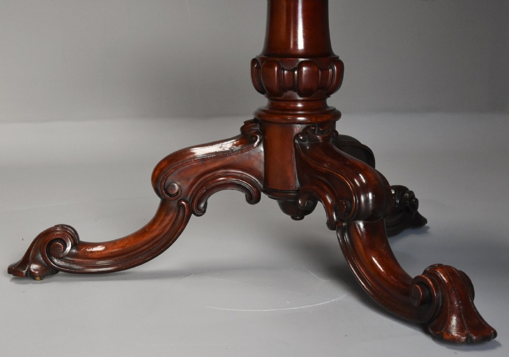 Superb quality mid 19thc circular mahogany tilt top dining table stamped James Winter, London View XV