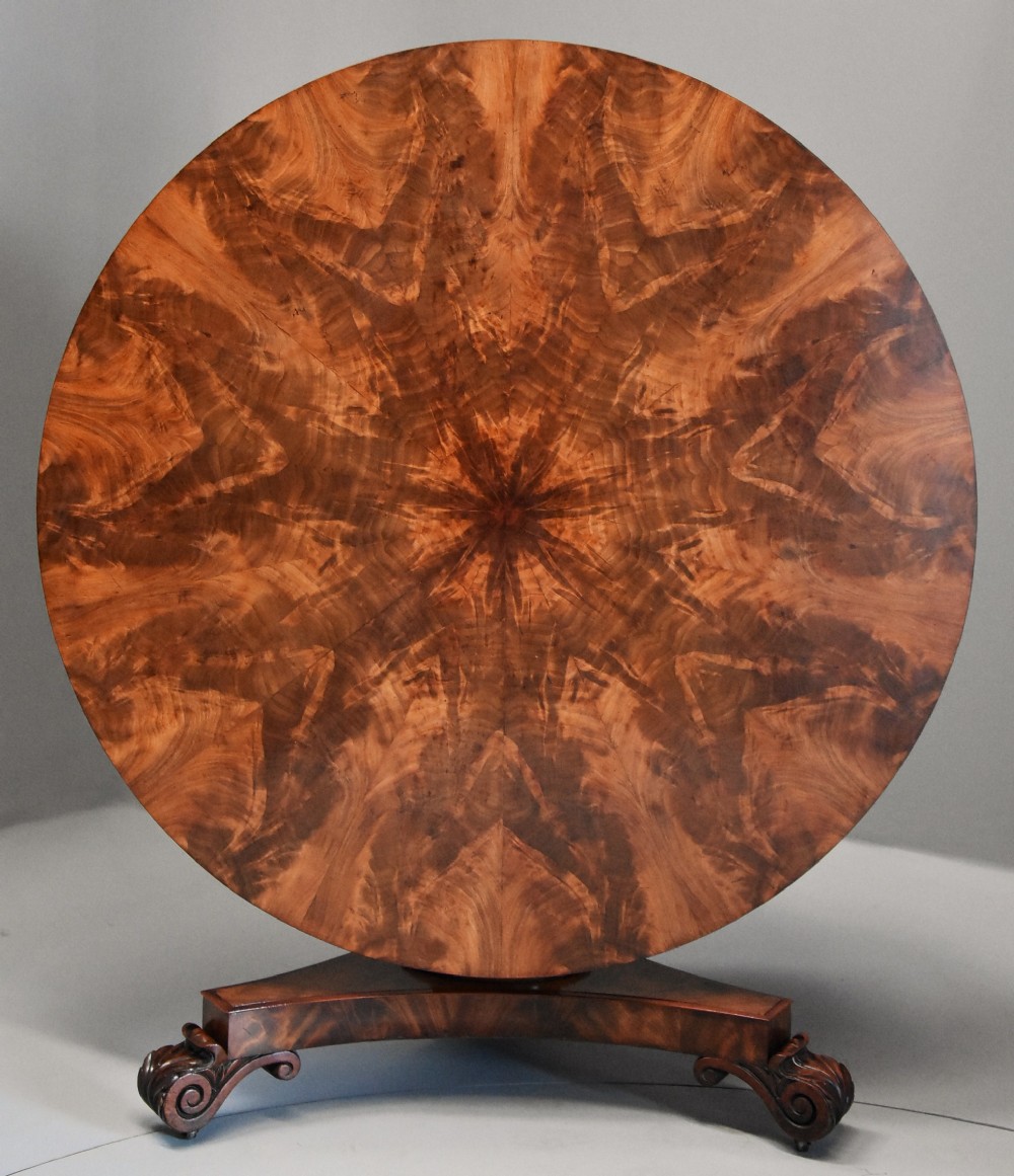 Superb quality William IVth mahogany tilt top breakfast table
