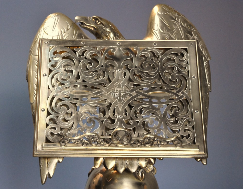 Fine quality mid 19th century Gothic revival brass eagle lectern attributed to Hart & Son, London View IV