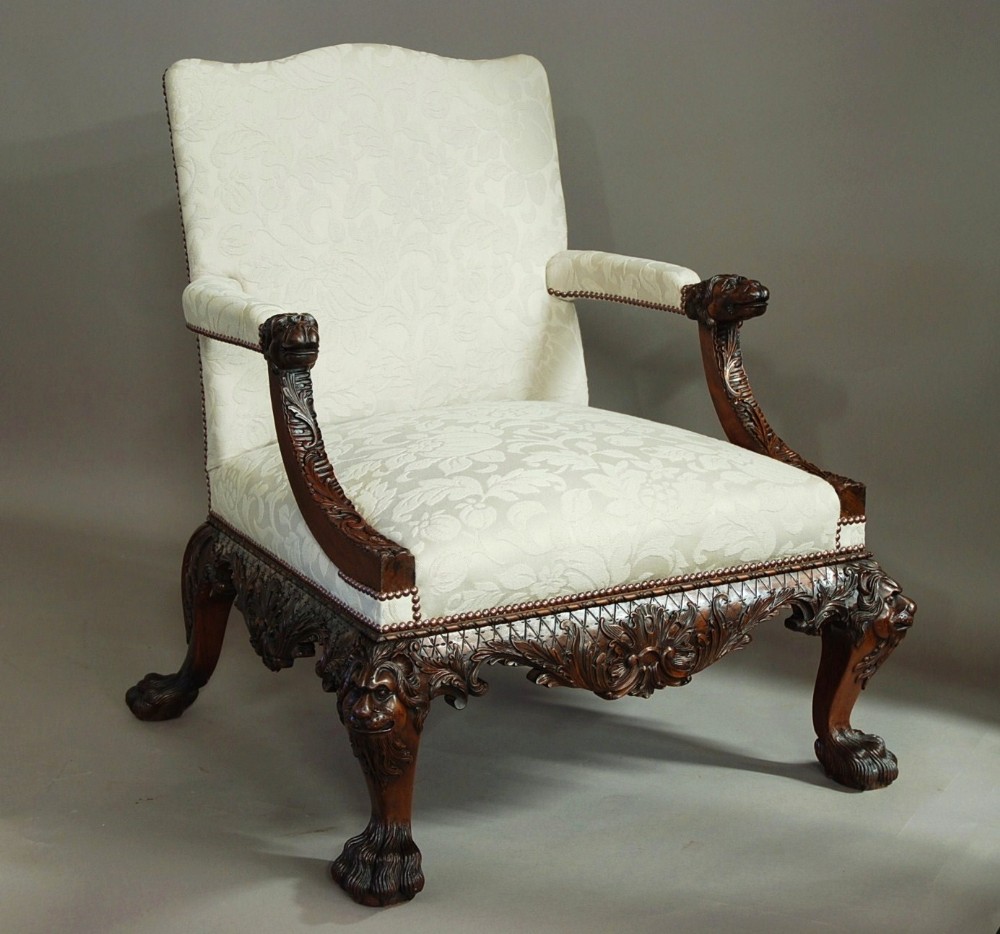 Early 20thc Georgian style mahogany open armchair of superb proportions in the manner of Giles Grendey (1693-1780)