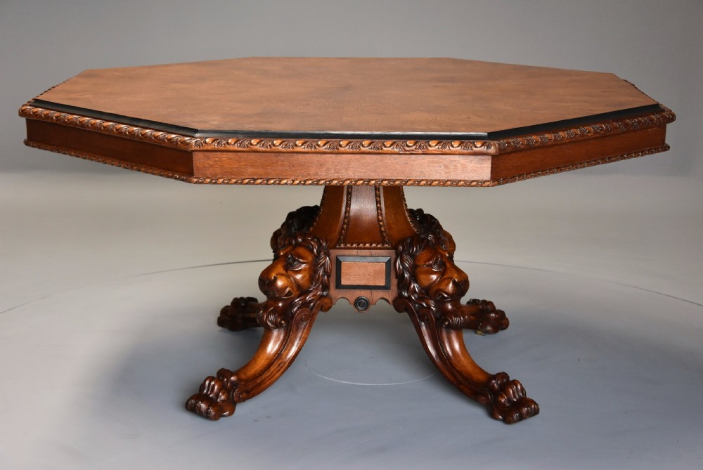 Superb mid 19th century Irish pollard oak octagonal tilt top centre table View III