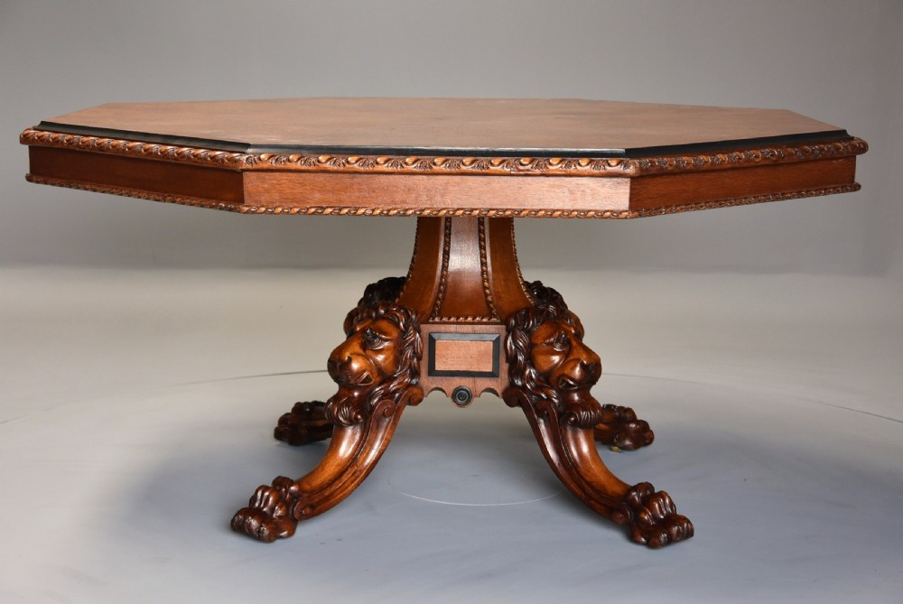 Superb mid 19th century Irish pollard oak octagonal tilt top centre table View IV