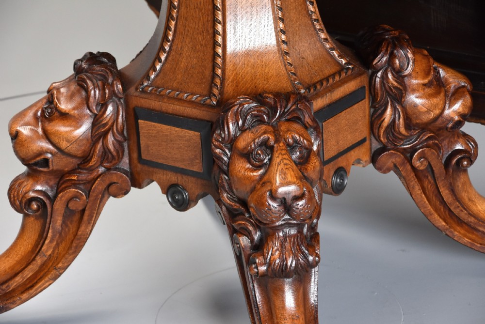 Superb mid 19th century Irish pollard oak octagonal tilt top centre table View VIII