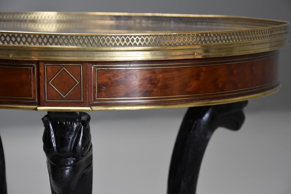 Highly decorative late 18thc French Empire mahogany & marble gueridon table View VI