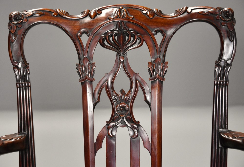 Pair of fine quality 19thc mahogany Chippendale style armchairs stamped T WILLSON, LONDON View IV