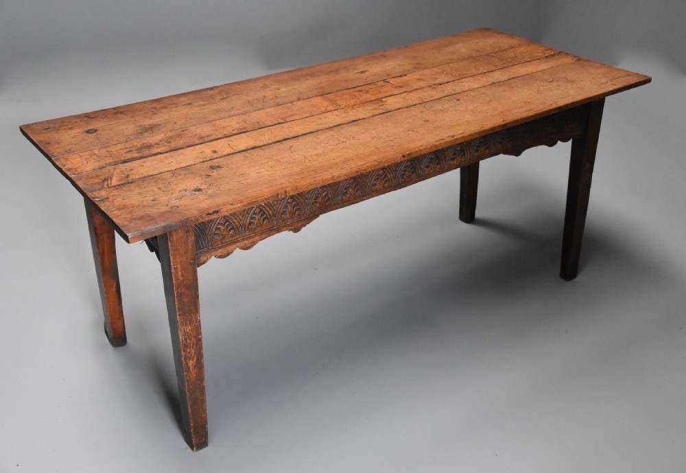 Late 18th century and earlier oak farmhouse table of superb patina View III