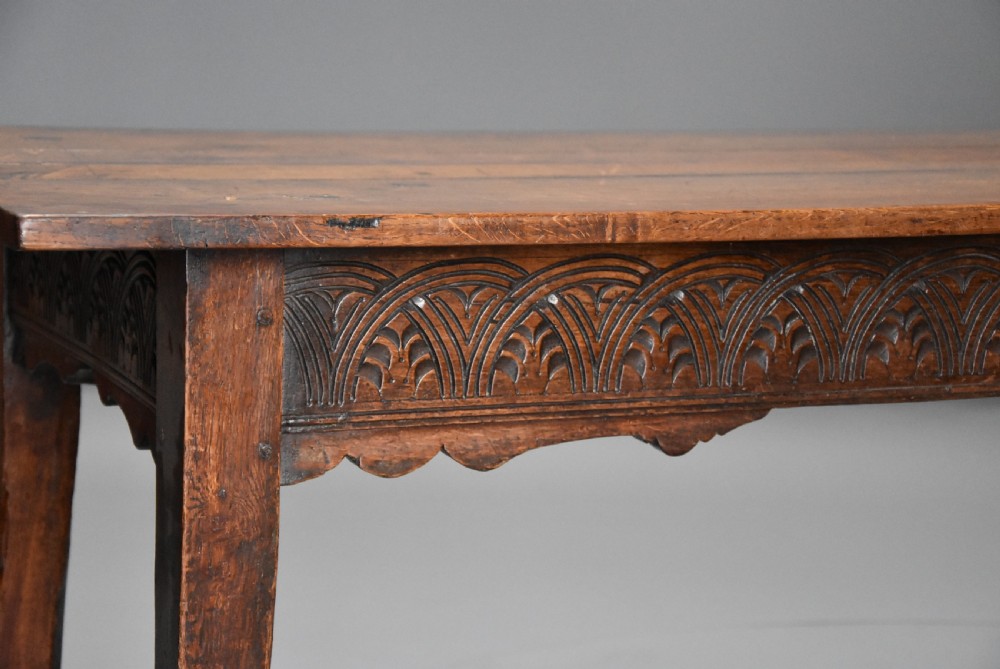 Late 18th century and earlier oak farmhouse table of superb patina View IV
