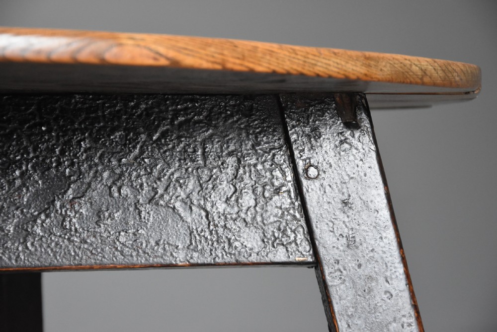 Mid 19th century ash cricket table with original painted base  View VII