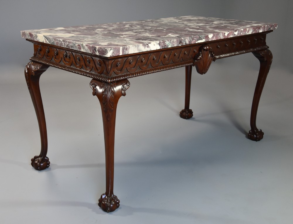 Fine quality Georgian style mahogany side table with marble top of William Kent influence