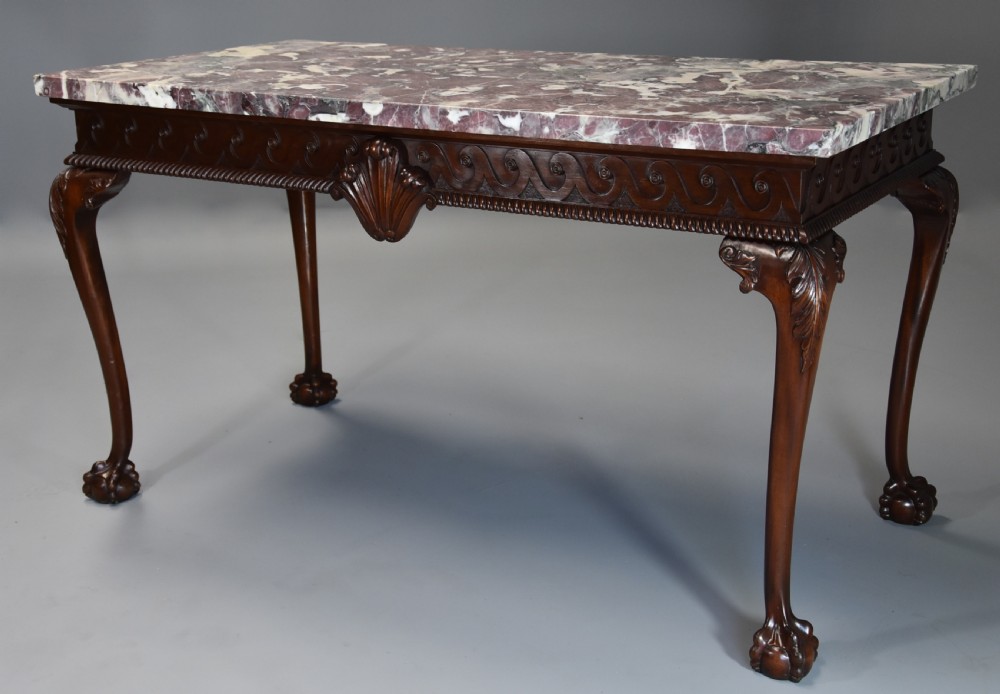 Fine quality Georgian style mahogany side table with marble top of William Kent influence View III