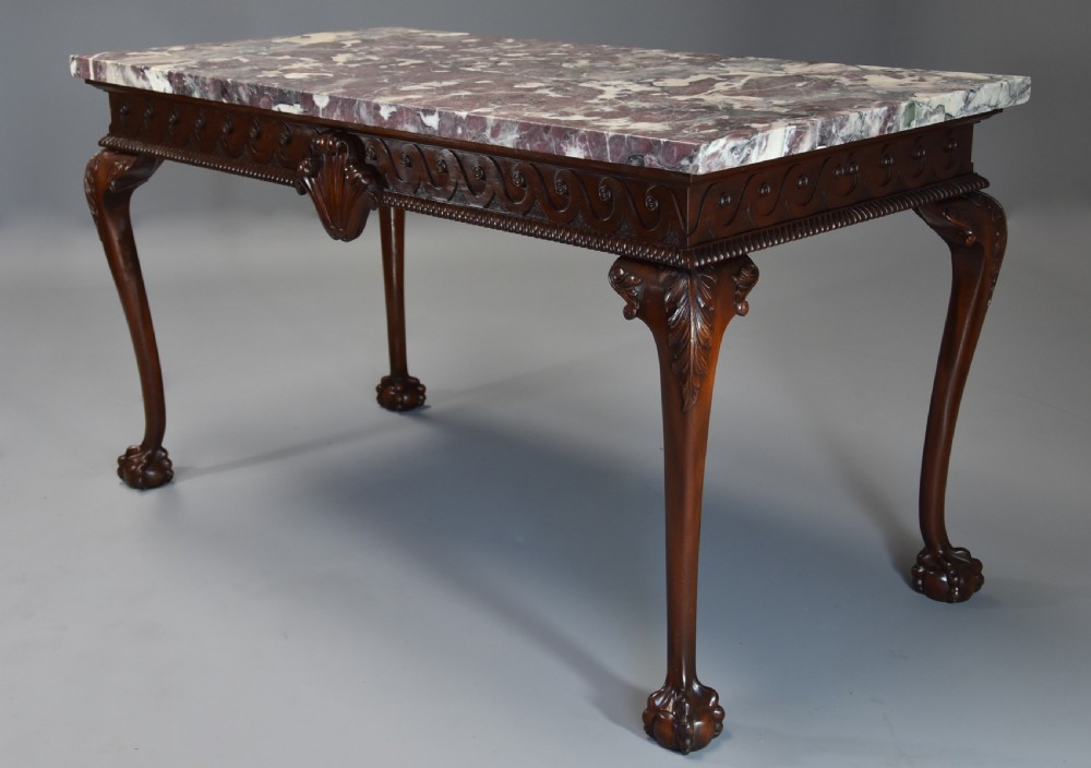 Fine quality Georgian style mahogany side table with marble top of William Kent influence View V
