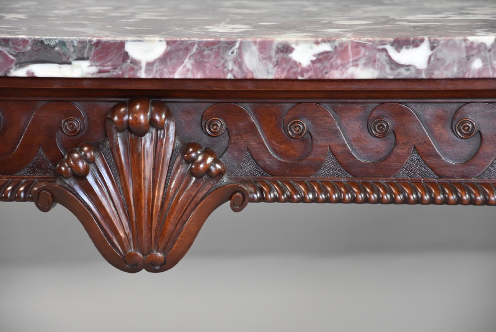Fine quality Georgian style mahogany side table with marble top of William Kent influence View VII