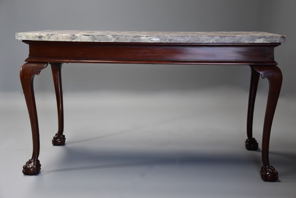 Fine quality Georgian style mahogany side table with marble top of William Kent influence View XV