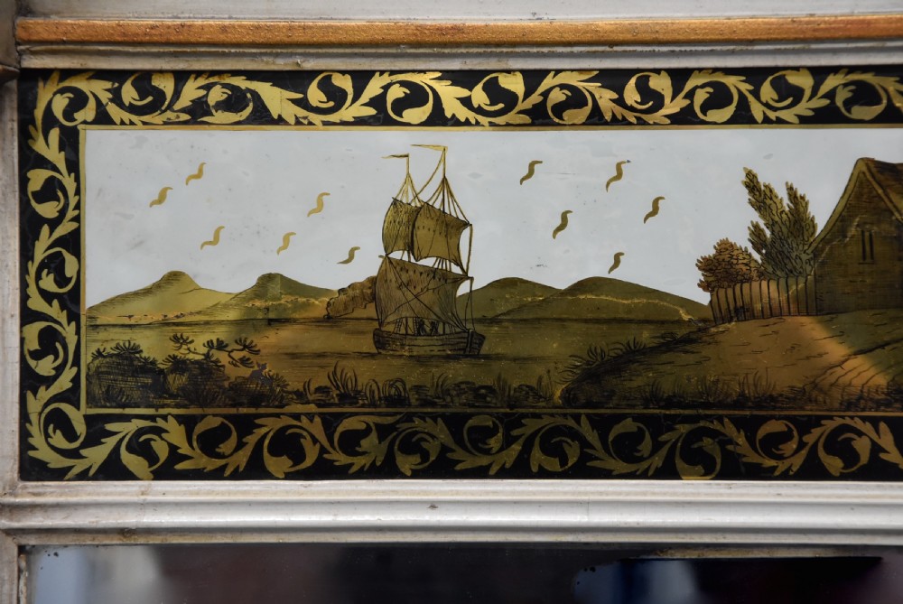 Early 19th century Regency eglomise, gilt and painted pier mirror View VII