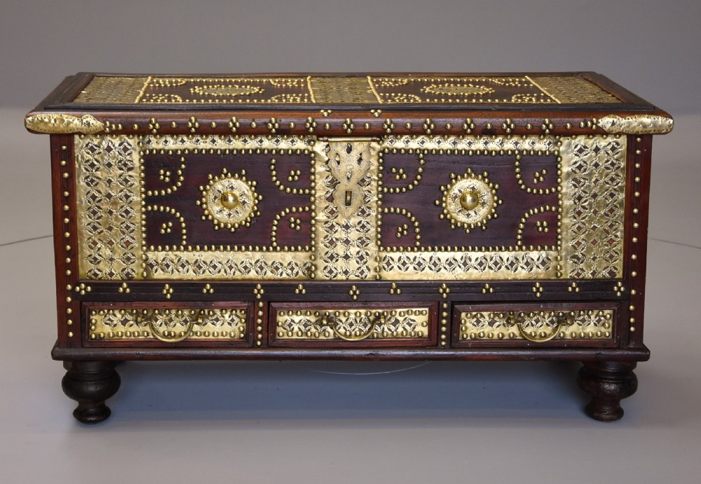 Mid 19th century hardwood highly decorative Zanzibar traders chest  View II
