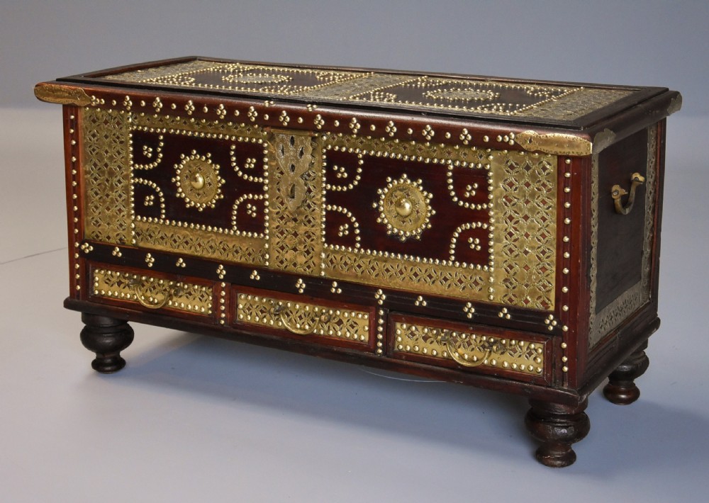 Mid 19th century hardwood highly decorative Zanzibar traders chest  View III