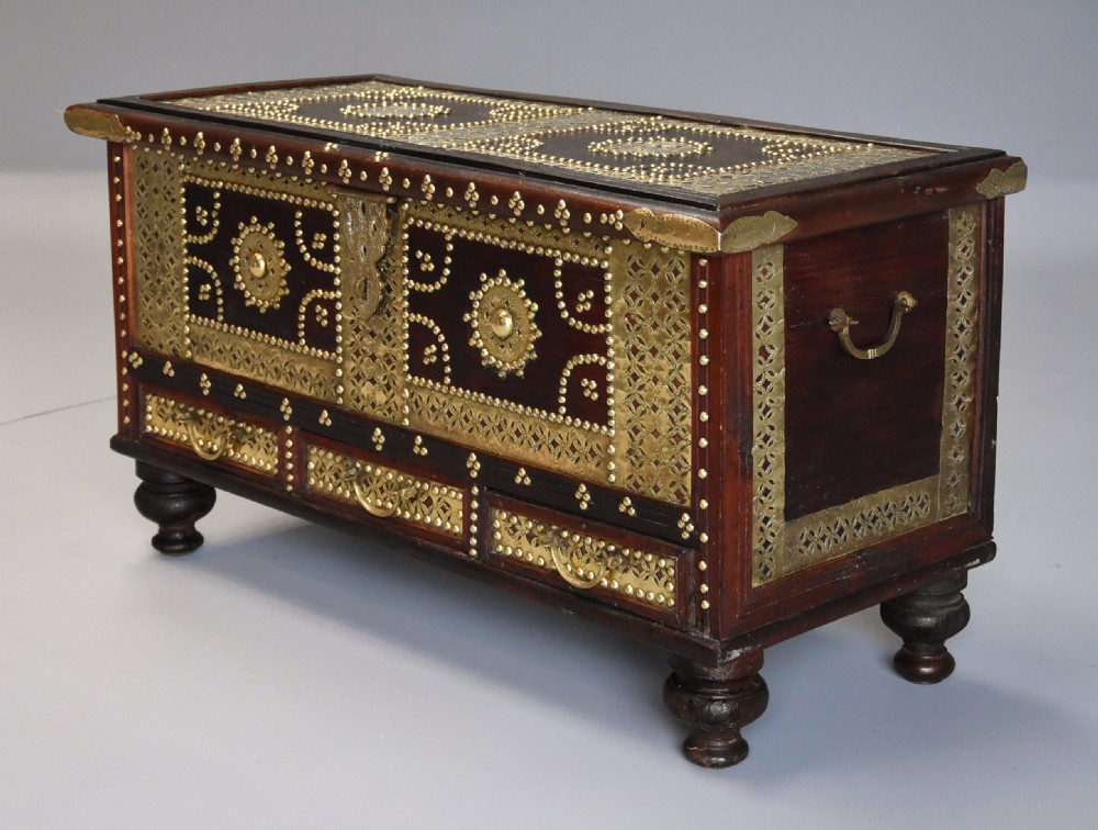 Mid 19th century hardwood highly decorative Zanzibar traders chest  View IV