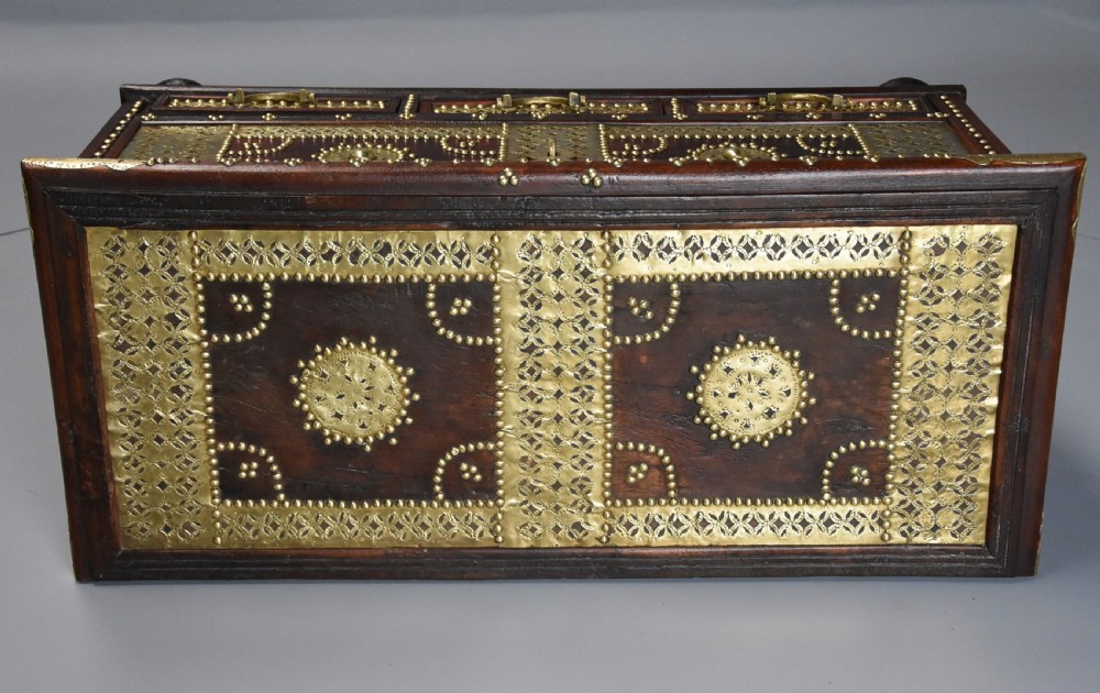 Mid 19th century hardwood highly decorative Zanzibar traders chest  View VIII