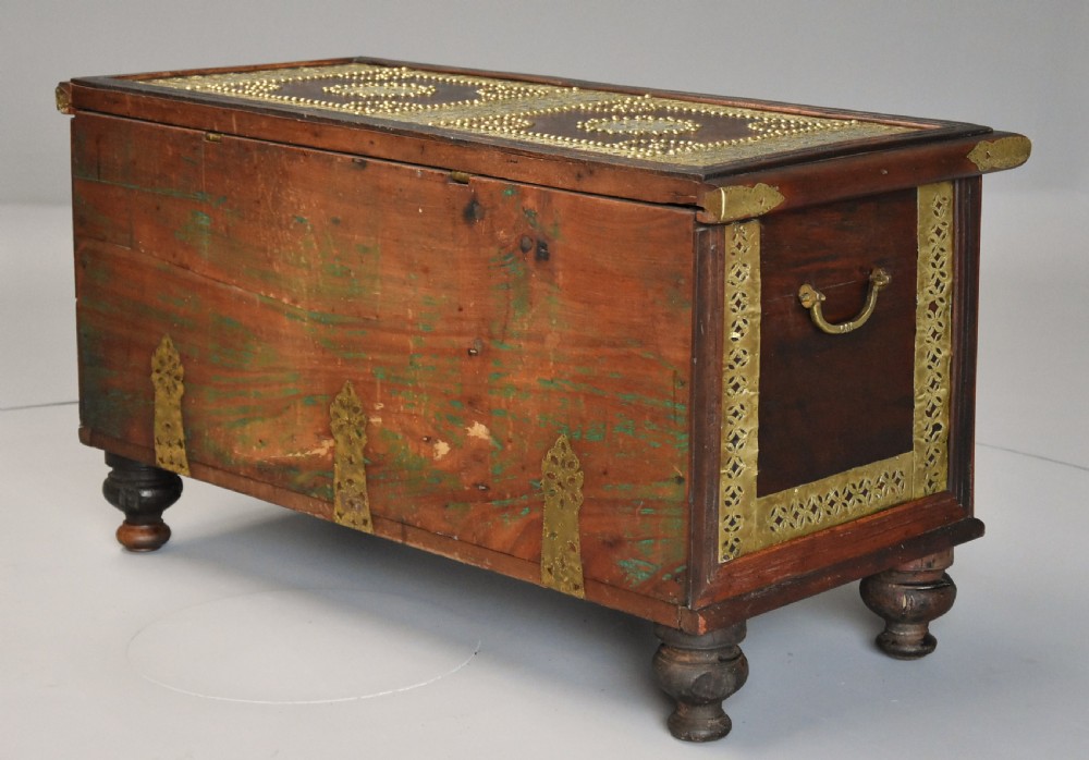 Mid 19th century hardwood highly decorative Zanzibar traders chest  View X